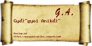 Gyügyei Anikó névjegykártya